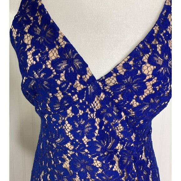 Lulu’s ‘She’s a Knockout’ Cobalt Blue Lace Lined Bodycon Sleeveless Dress-M - Picture 8 of 16